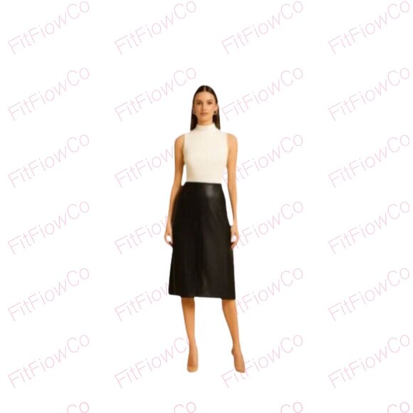 ✨ A New Day Black Faux Leather Midi Skirt – Size 14 – NWT - Picture 1 of 5
